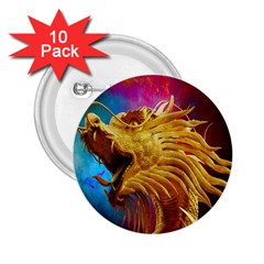 Broncefigur Golden Dragon 2 25  Buttons (10 Pack)  by Nexatart