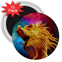 Broncefigur Golden Dragon 3  Magnets (10 Pack)  by Nexatart