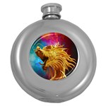 Broncefigur Golden Dragon Round Hip Flask (5 oz) Front