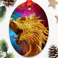 Broncefigur Golden Dragon Oval Ornament (two Sides) by Nexatart