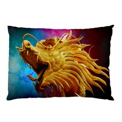 Broncefigur Golden Dragon Pillow Case (two Sides) by Nexatart