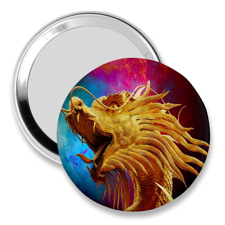 Broncefigur Golden Dragon 3  Handbag Mirrors