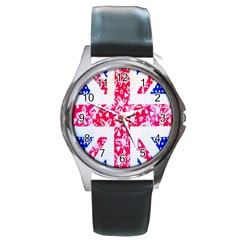 British Flag Abstract Round Metal Watch by Nexatart