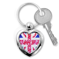 British Flag Abstract Key Chains (heart)  by Nexatart