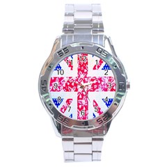 British Flag Abstract Stainless Steel Analogue Watch by Nexatart