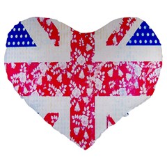 British Flag Abstract Large 19  Premium Heart Shape Cushions by Nexatart