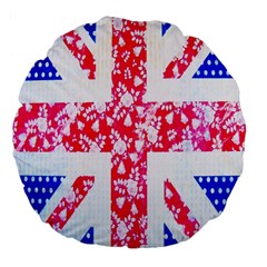 British Flag Abstract Large 18  Premium Flano Round Cushions by Nexatart