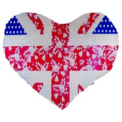 British Flag Abstract Large 19  Premium Flano Heart Shape Cushions by Nexatart