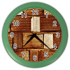 Brown Wall Tile Design Texture Pattern Color Wall Clocks