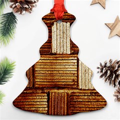 Brown Wall Tile Design Texture Pattern Christmas Tree Ornament (two Sides) by Nexatart