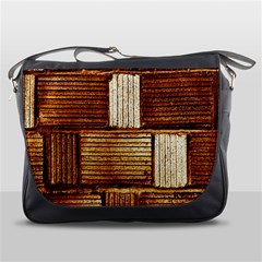 Brown Wall Tile Design Texture Pattern Messenger Bags by Nexatart