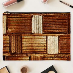 Brown Wall Tile Design Texture Pattern Cosmetic Bag (xxxl)  by Nexatart