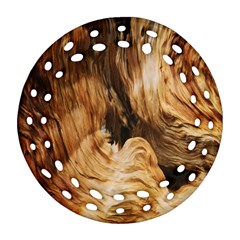 Brown Beige Abstract Painting Round Filigree Ornament (two Sides) by Nexatart