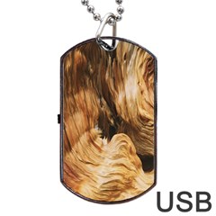 Brown Beige Abstract Painting Dog Tag Usb Flash (one Side) by Nexatart