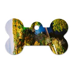 Bridge River Forest Trees Autumn Dog Tag Bone (one Side) by Nexatart