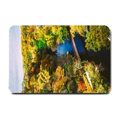 Bridge River Forest Trees Autumn Small Doormat  by Nexatart