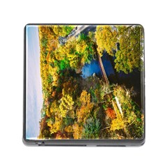 Bridge River Forest Trees Autumn Memory Card Reader (square) by Nexatart