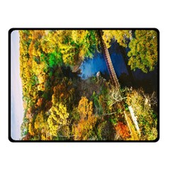 Bridge River Forest Trees Autumn Fleece Blanket (small) by Nexatart