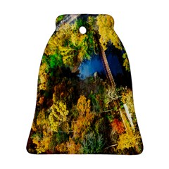 Bridge River Forest Trees Autumn Bell Ornament (two Sides) by Nexatart