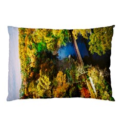 Bridge River Forest Trees Autumn Pillow Case (two Sides) by Nexatart