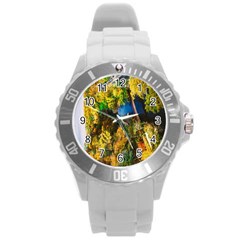 Bridge River Forest Trees Autumn Round Plastic Sport Watch (l) by Nexatart