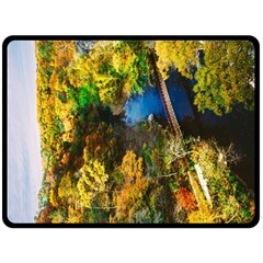 Bridge River Forest Trees Autumn Double Sided Fleece Blanket (large)  by Nexatart