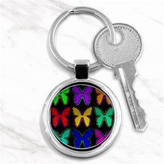 Butterflies Pattern Key Chains (round)  by Nexatart