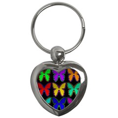 Butterflies Pattern Key Chains (heart)  by Nexatart