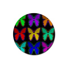 Butterflies Pattern Rubber Coaster (round)  by Nexatart