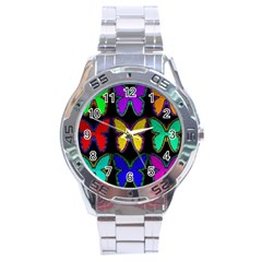 Butterflies Pattern Stainless Steel Analogue Watch