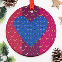 Butterfly Heart Pattern Ornament (round) by Nexatart