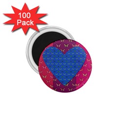 Butterfly Heart Pattern 1 75  Magnets (100 Pack)  by Nexatart