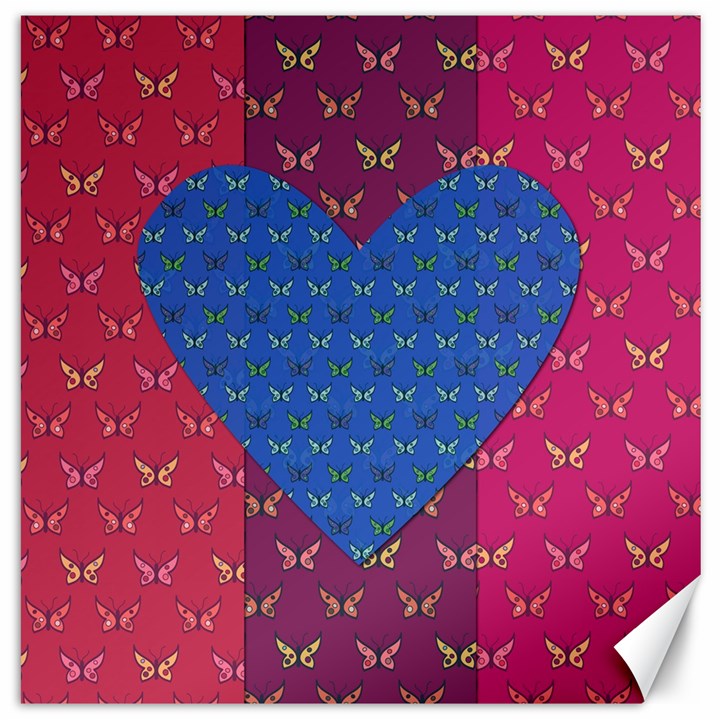 Butterfly Heart Pattern Canvas 20  x 20  