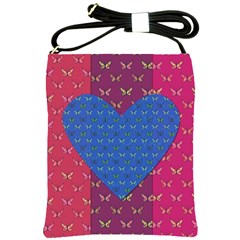 Butterfly Heart Pattern Shoulder Sling Bags by Nexatart