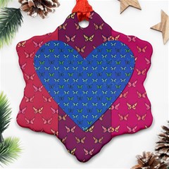 Butterfly Heart Pattern Snowflake Ornament (two Sides) by Nexatart