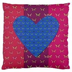 Butterfly Heart Pattern Large Cushion Case (one Side) by Nexatart