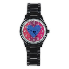 Butterfly Heart Pattern Stainless Steel Round Watch by Nexatart