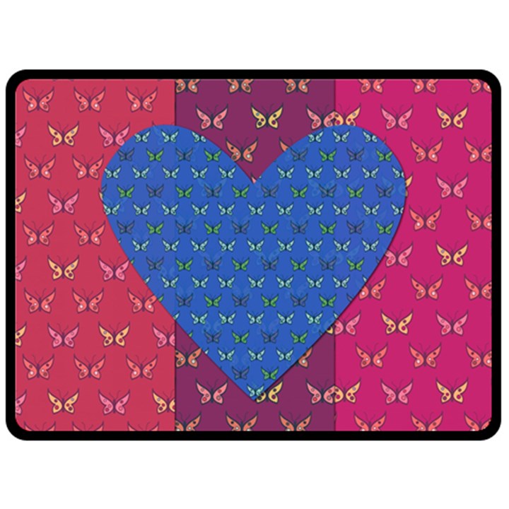 Butterfly Heart Pattern Double Sided Fleece Blanket (Large) 