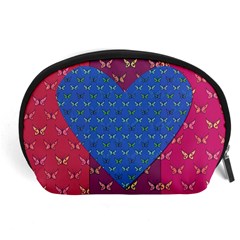 Butterfly Heart Pattern Accessory Pouches (large)  by Nexatart