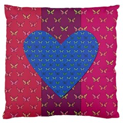 Butterfly Heart Pattern Large Flano Cushion Case (two Sides) by Nexatart