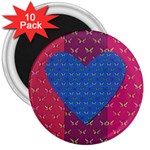 Butterfly Heart Pattern 3  Magnets (10 pack)  Front