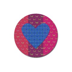 Butterfly Heart Pattern Magnet 3  (round) by Nexatart