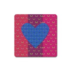 Butterfly Heart Pattern Square Magnet by Nexatart