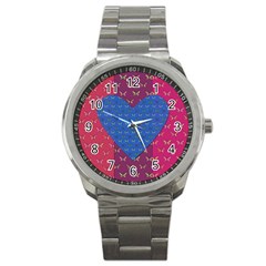 Butterfly Heart Pattern Sport Metal Watch by Nexatart