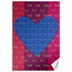 Butterfly Heart Pattern Canvas 12  X 18   by Nexatart