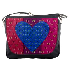 Butterfly Heart Pattern Messenger Bags by Nexatart