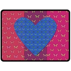 Butterfly Heart Pattern Double Sided Fleece Blanket (large)  by Nexatart