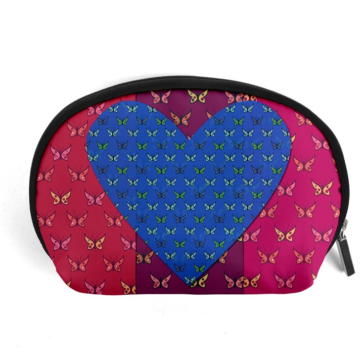 Butterfly Heart Pattern Accessory Pouches (Large) 