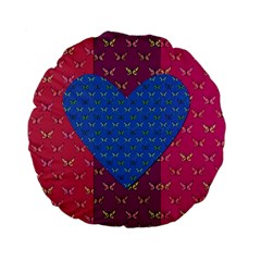 Butterfly Heart Pattern Standard 15  Premium Flano Round Cushions by Nexatart