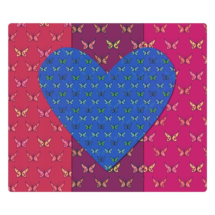 Butterfly Heart Pattern Double Sided Flano Blanket (Small) 